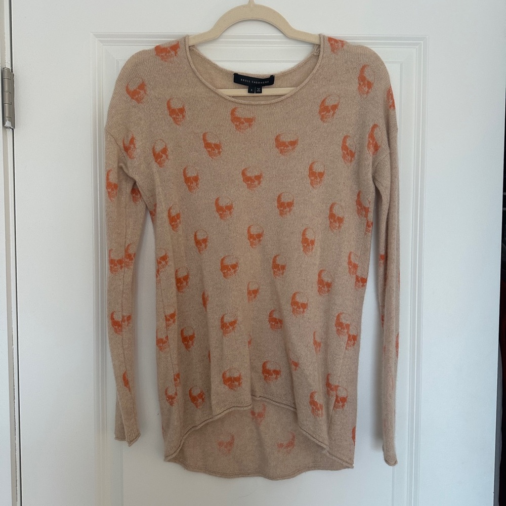 Skull Cashmere Tan and Orange Sweater